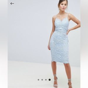 Chi Chi London Blue Lace overlay Strappy dress